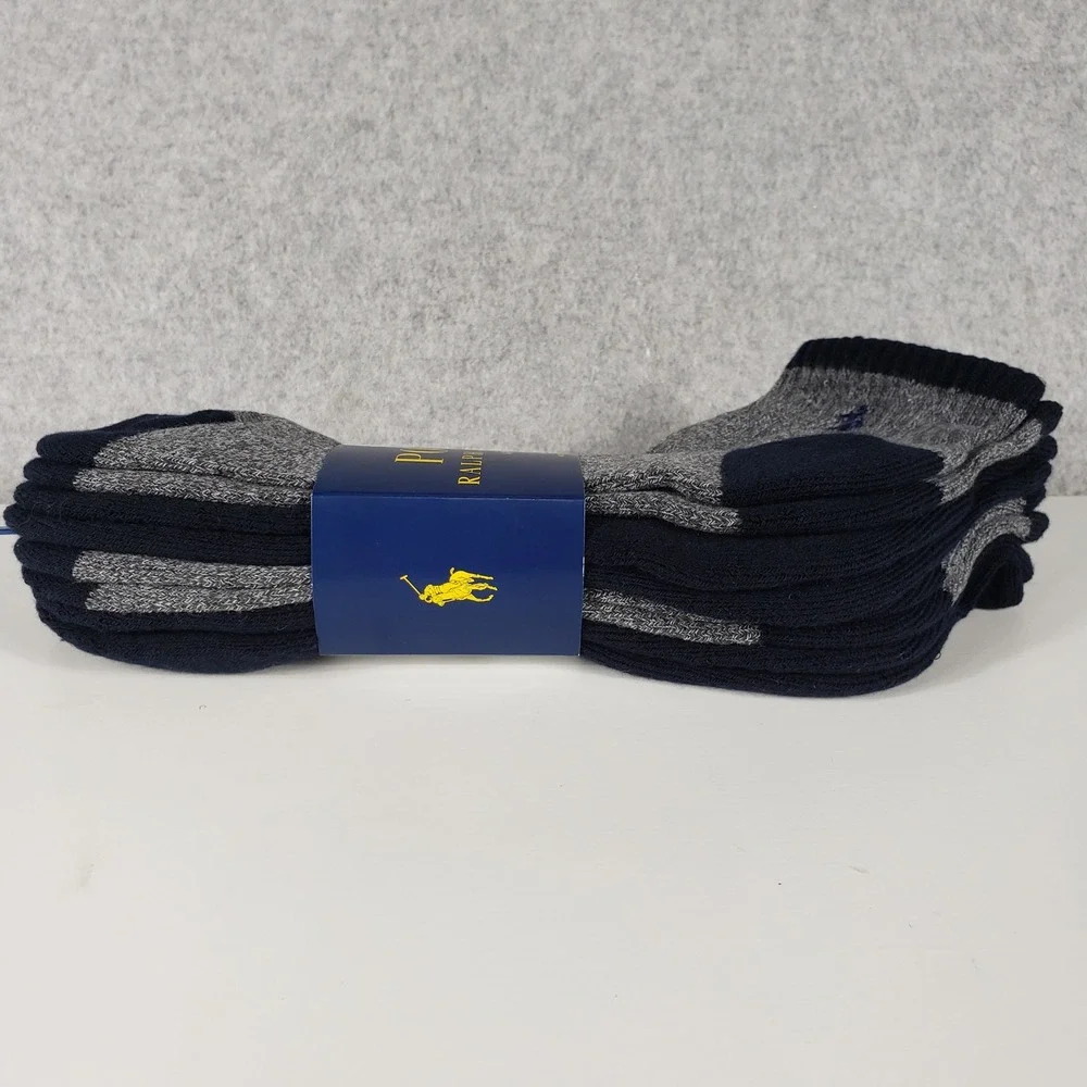 Polo Ralph Lauren Mens 4‎ Pack Low Cut Socks 6-12.5 Grey Navy Athletic New